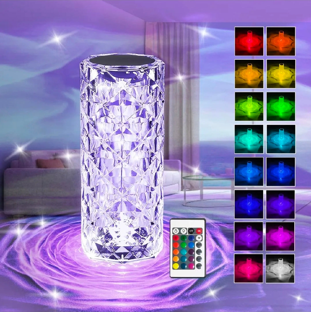 Crystal Diamond Lamp – 16 Color Changing LED Touch & Remote Control USB Rechargeable Lamp