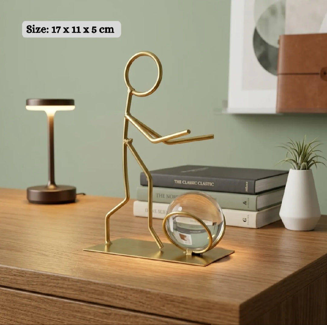 Luxurious Crystal Ball Stick Man Decor Piece | Glass Decor