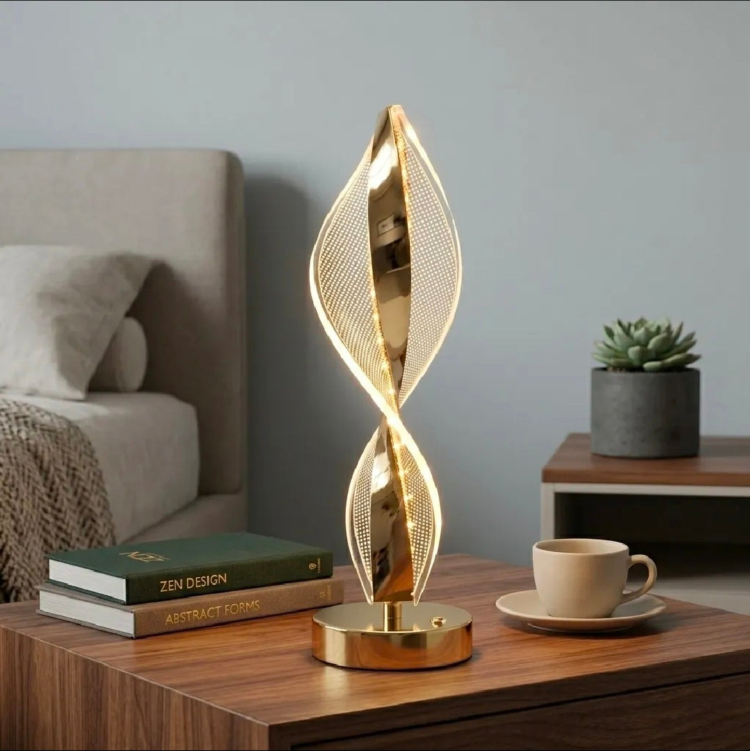 Modern Spiral LED Lamp – Large Acrylic, Rechargeable Luxury Table Light