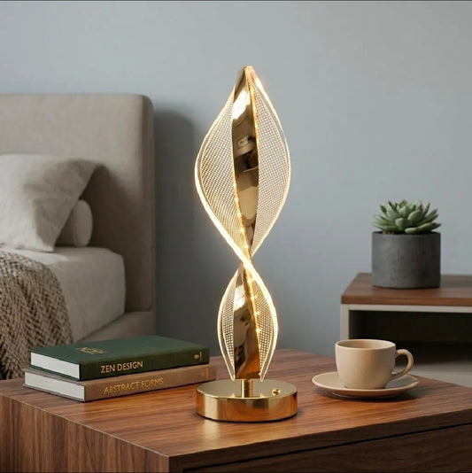 Modern Spiral LED Lamp – Large Acrylic, Rechargeable Luxury Table Light