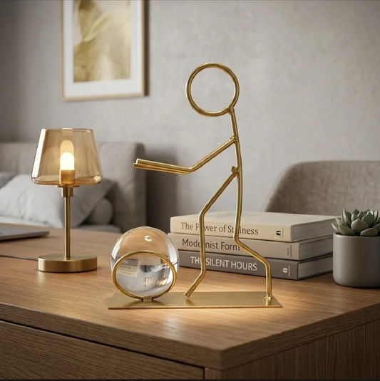 Luxurious Crystal Ball Stick Man Decor Piece | Glass Decor