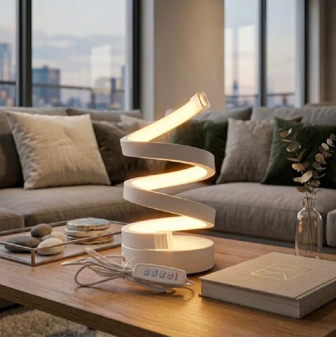 Ambient LED Spiral Table Lamp | Dimmable Brightness (Plug in)